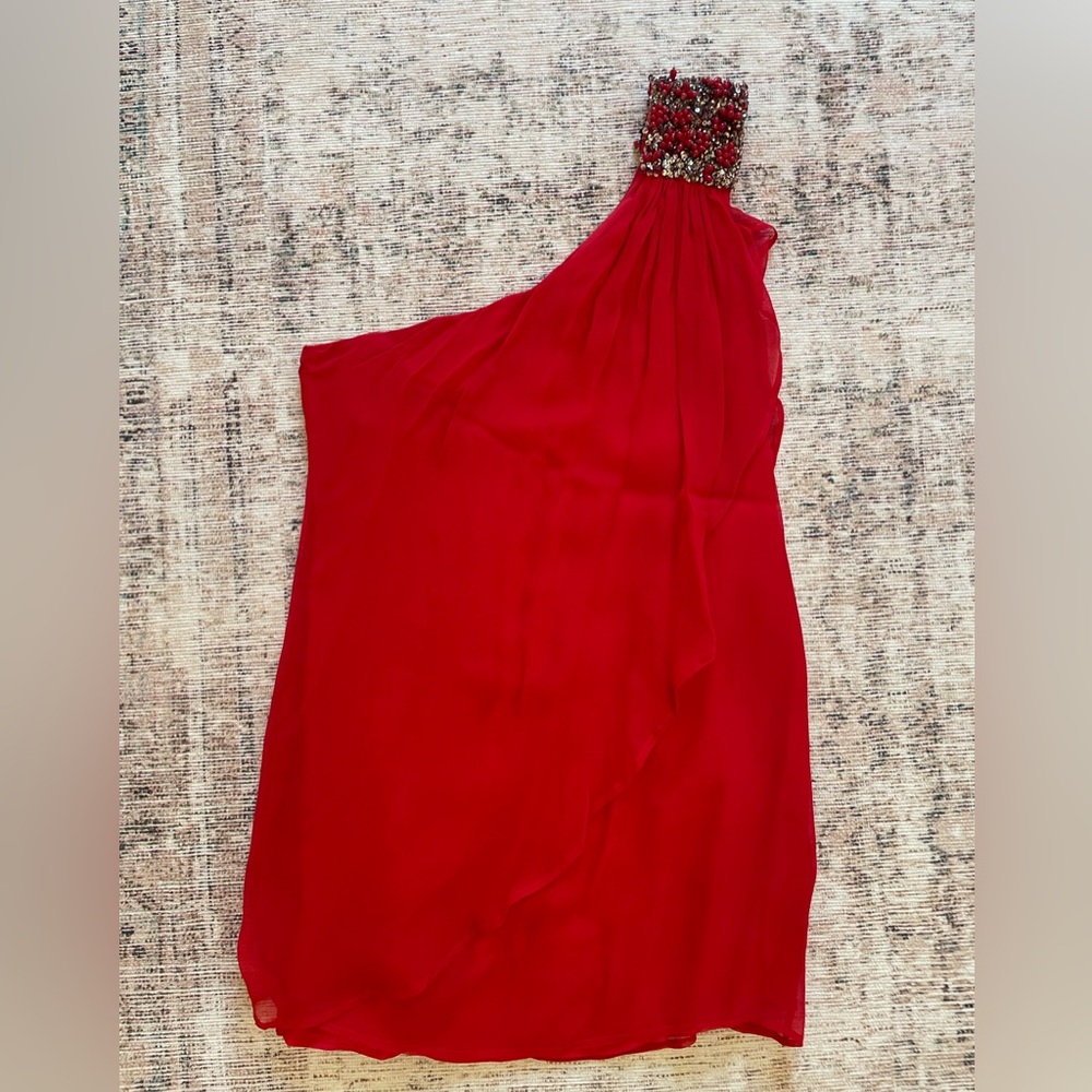 French Connection One-Shoulder mini Dress with Beaded shoulder